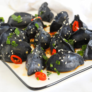 Charcoal Black Pork & Chive Dumplings - 2 Packets, 30 Pieces Per Packet