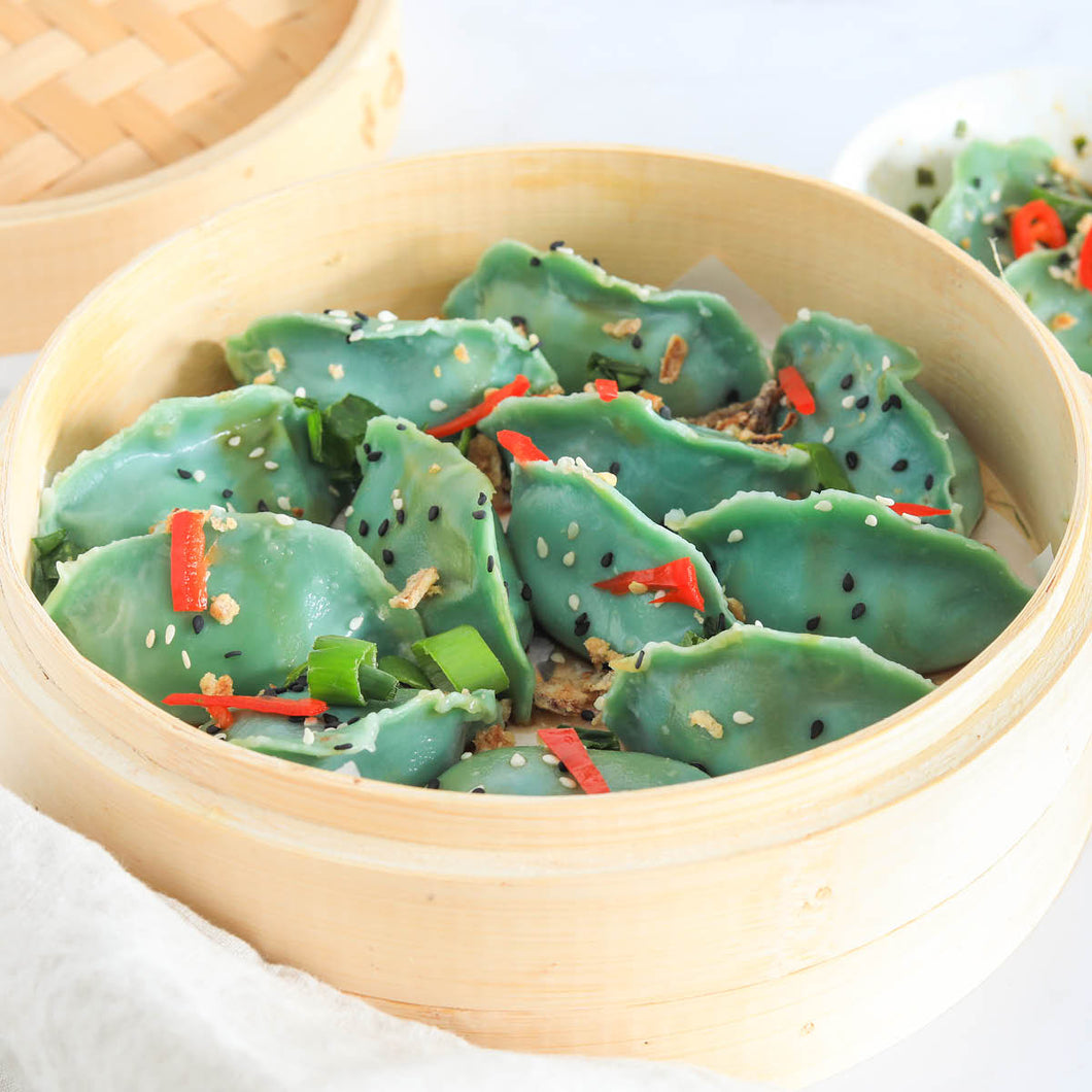 Spirulina Green Vegan Dumplings - 2 Packets, 30 Pieces Per Packet