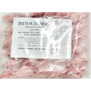 Pink Pork, Prawn, Chive & Beetroot Dumplings - 2 Packets, 30 Pieces Per Packet